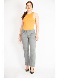 Şans Women's Gray Plus Size 5 Pocket Jeans