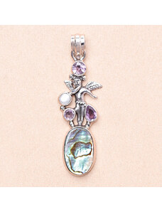 Nefertitis Paua abalon perleť přívěsek stříbro Ag 925 21332 - 4,8 cm, 6,4 g