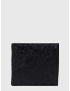 Kožená peněženka Polo Ralph Lauren černá barva, 405931675