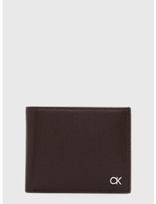 Kožená peněženka Calvin Klein hnědá barva, K50K511692