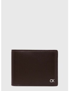 Kožená peněženka Calvin Klein hnědá barva, K50K511689