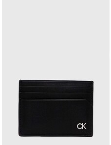 Kožené pouzdro na karty Calvin Klein černá barva, K50K511690