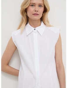 Košile BOSS dámská, bílá barva, regular, s klasickým límcem, 50521399