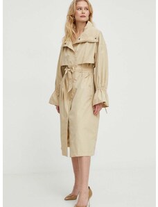 Kabát Twinset dámský, béžová barva, přechodný, oversize