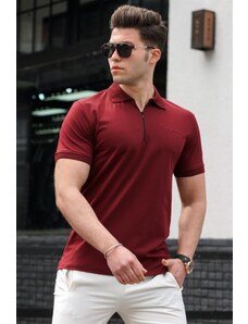 Madmext Men's Burgundy Polo Neck Knitwear T-shirt 5248
