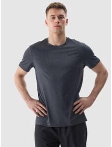 4F Pánské sportovní tričko regular z recyklovaných materiálů - hluboce černé