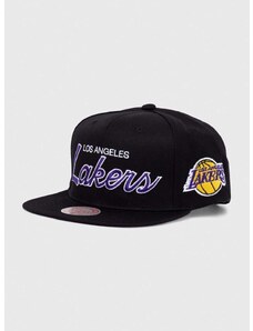 Čepice s vlněnou směsí Mitchell&Ness NBA LOS ANGELES LAKERS černá barva, s aplikací