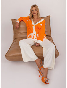 Fashionhunters Fluo oranžová dámská souprava s kardiganem