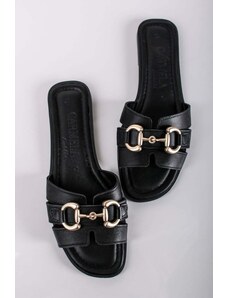 Carmela Černé kožené pantofle 161570