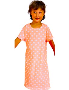 CALVI-Dívčí noční košile krátký rukáv Puntík oranžová