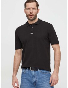 Bavlněné polo tričko HUGO černá barva