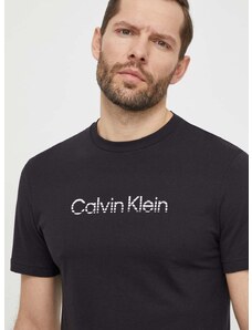 Bavlněné tričko Calvin Klein černá barva, s potiskem, K10K112501
