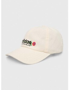 Bavlněná baseballová čepice adidas béžová barva, s potiskem, IR8648