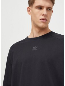 Bavlněné tričko s dlouhým rukávem adidas Originals černá barva, s potiskem, IM9879