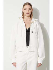 Džínová bunda Carhartt WIP Amherst Jacket dámská, bílá barva, přechodná, oversize, I033151.D602