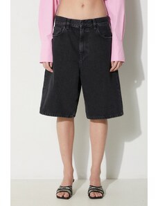 Džínové šortky Carhartt WIP Brandon Short dámské, černá barva, hladké, medium waist, I031919.8906