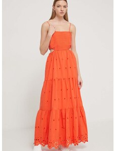 Bavlněné šaty Desigual oranžová barva, maxi