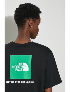 Bavlněné tričko The North Face M S/S Redbox Tee černá barva, s potiskem, NF0A87NPYQI1