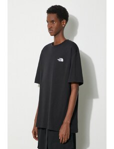 Bavlněné tričko The North Face M S/S Essential Oversize Tee černá barva, s potiskem, NF0A87NRJK31