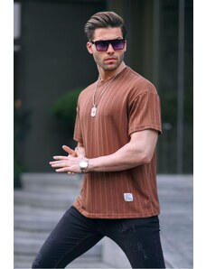 Madmext Brown Oversize Crew Neck Men's T-Shirt 6179