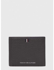 Kožená peněženka Tommy Hilfiger šedá barva, AM0AM11854