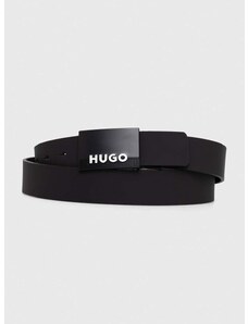 Oboustranný kožený pásek HUGO pánský, černá barva, 50516543