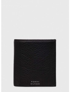 Kožená peněženka Tommy Hilfiger černá barva, AM0AM12190