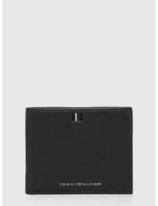 Kožená peněženka Tommy Hilfiger šedá barva