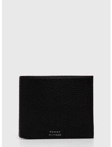 Kožená peněženka Tommy Hilfiger černá barva, AM0AM12188