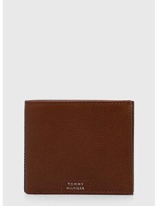Kožená peněženka Tommy Hilfiger hnědá barva, AM0AM12188