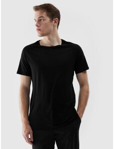 4F Pánské trekové tričko s Merino vlnou - černé