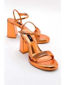 LuviShoes POSSE Orange Metallic Women's Heeled Shoes
