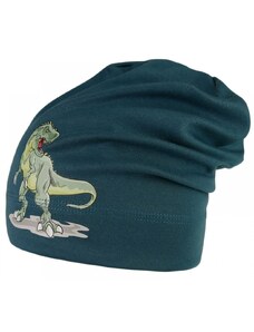 Bavlněná čepice Dráče - Pepe 23, petrol, dinosaurus