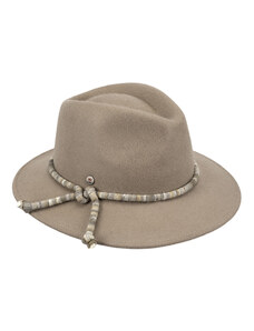 KRUMLOVANKA Béžový plstěný klobouk Fedora s kordelband stuhou Ba-30235493-710