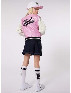 Dětská bomber bunda Karl Lagerfeld růžová barva