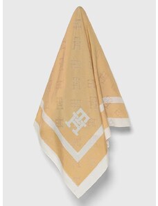 Hedvábný šátek Tommy Hilfiger béžová barva, AW0AW16187