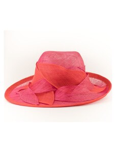 Červeno - růžový slavnostní sisalový klobouk Co-035
