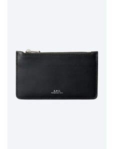 Kožená peněženka A.P.C. černá barva, PXAWV.H63205-BLACK