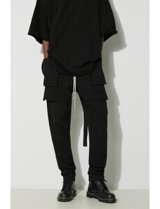 Bavlněné kalhoty Rick Owens Knit Pants Creatch Cargo Drawstring černá barva, ve střihu cargo, DU01D1376.RIG.09