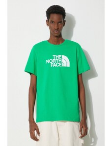 Bavlněné tričko The North Face M S/S Easy Tee zelená barva, s potiskem, NF0A87N5PO81