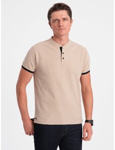 Ombre Men's collarless polo shirt - beige