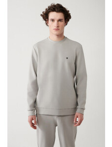 Avva Men's Gray Sweatshirt Crew Neck Flexible Soft Texture Interlock Fabric Regular Fit