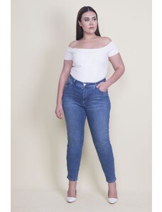Şans Women's Plus Size Blue 5-Pocket Skinny Jeans Pants
