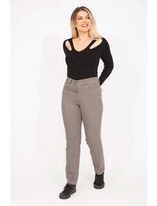 Şans Women's Large Size Mink Back Belt Elastic Detailed 5 Pocket Jeans