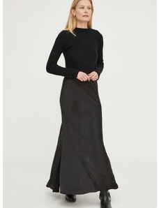 Vlněné šaty a svetr AllSaints černá barva, maxi, jednoduchý
