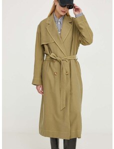 Trench kabát PS Paul Smith dámský, zelená barva, přechodný, oversize