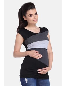 Happy Mama Těhotenské a kojící tričko 3v1 Grigio černo grafitové