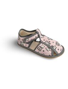 Baby bare shoes Bačkory Baby Bare Pink Cat