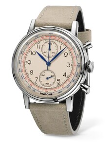 Undone Watches Stříbrné pánské hodinky Undone s koženým páskem Vintage Killy 40MM