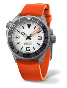 Undone Watches Stříbrné pánské hodinky Undone s gumovým páskem AquaLume Orange 43MM Automatic